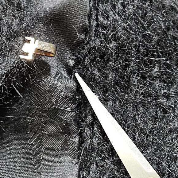 Handmade Cardigan Womens L Black Wool Blend Embellished Lined LS Whimsigoth Art - Picture 10 of 16